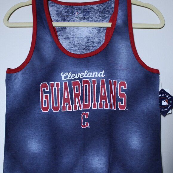 MLB Cleveland Guardians Womens Blue Tie Dye Logo Tank Top Sizes S, M, & XL - Picture 2 of 9